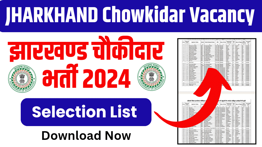 Jharkhand  Chowkidar Vacancy Selection List 2024