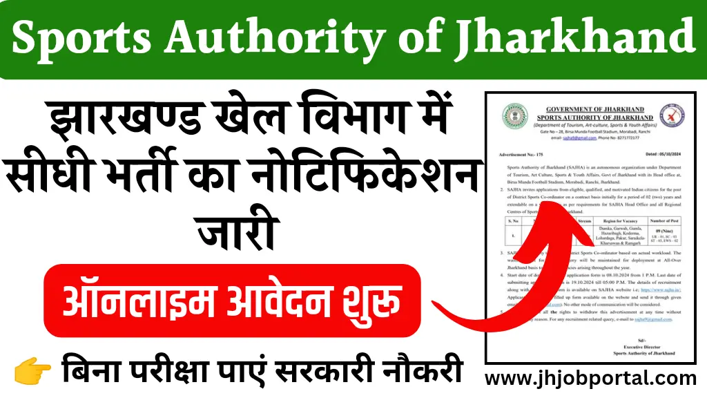 Sports Authority of Jharkhand Recruitment 2024